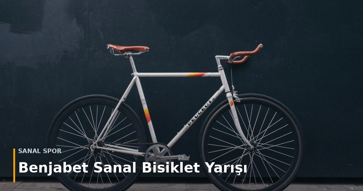 Duvara dayalı yarış bisikleti; üzerinde Benjabet sanal bisiklet yarışı başlığı